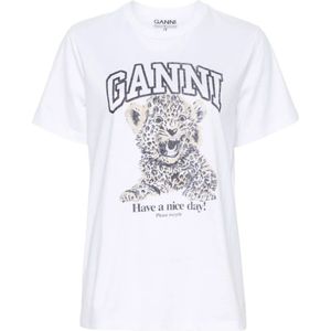 Ganni, Dames, Tops, Wit, Maat: XL Katoen,