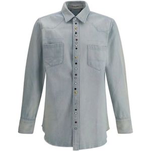 Golden Goose, Heren, Overhemden, Blauw, Maat: S Denim,
