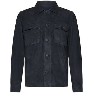 Franzese Collection, Heren, Jassen, Blauw, Maat: 3XL Suède,