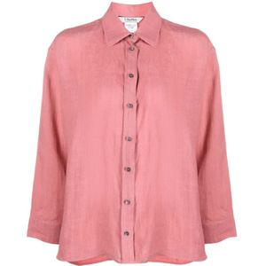 Max Mara, Dames, Blouses & Shirts, Rood, Maat: 2XS Linnen,