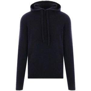 Roberto Collina, Heren, Sweatshirts & Hoodies, Blauw, Maat: M Wol,