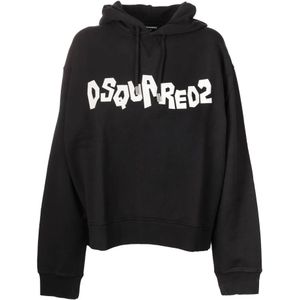 Dsquared2, Dames, Sweatshirts & Hoodies, Zwart, Maat: M Katoen,