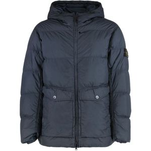 Stone Island, Heren, Jassen, Blauw, Maat: L Nylon,
