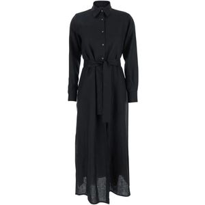 Plain, Dames, Jurken, Zwart, Maat: S Linnen,