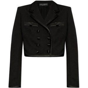 Dolce & Gabbana, Dames, Jassen, Zwart, Maat: XS Wol,
