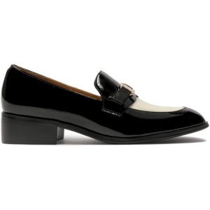Kazar - Tweekleurige Gelakte Platte Schoenen - Zwart - Dames