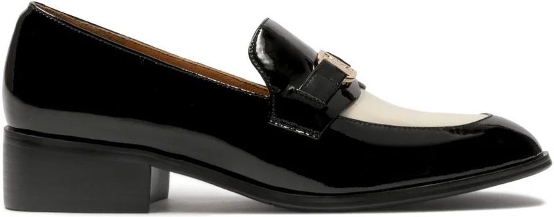 Kazar - Tweekleurige Gelakte Platte Schoenen - Zwart - Dames