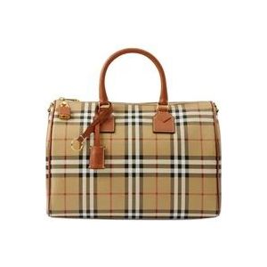 Burberry Check Briar Brown Bowling Tas , Multicolor , Dames , Maat: ONE Size