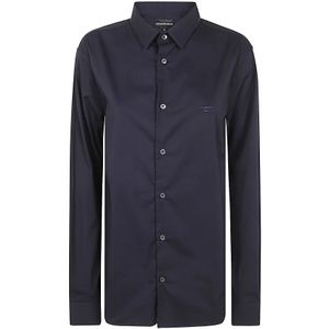 Emporio Armani, Heren, Overhemden, Blauw, Maat: XL Katoen,