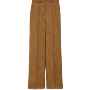 Max Mara, Dames, Broeken, Bruin, Maat: 2XS Linnen,