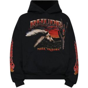 Rhude, Heren, Sweatshirts & Hoodies, Zwart, Maat: L Katoen,