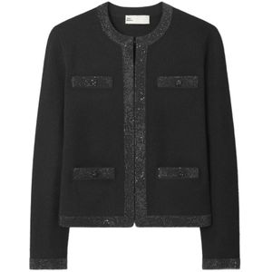 Tory Burch, Dames, Truien, Zwart, Maat: S Wol,