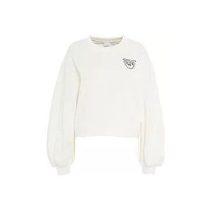 Pinko Sweatshirt met strass logo , White , Dames , Maat: S