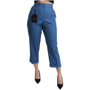 Dolce & Gabbana, Dames, Broeken, Blauw, Maat: 3XS Wol,