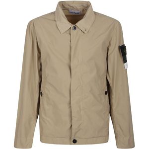 Stone Island, Heren, Jassen, Beige, Maat: XL Nylon,
