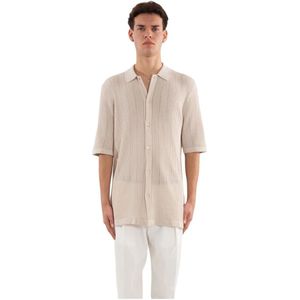 Eleventy, Heren, Overhemden, Beige, Maat: 2XL Katoen,