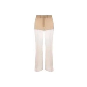 Prada Woestijn Beige Wijde Pijp Organza Broek , Beige , Dames , Maat: XS