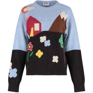 Moschino, Dames, Truien, Veelkleurig, Maat: S Wol,