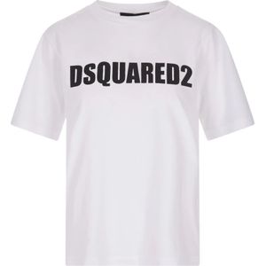 Dsquared2, Dames, Tops, Wit, Maat: L Katoen,