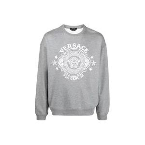 Versace Medusa Badge Print Sweatshirt , Gray , Heren , Maat: L