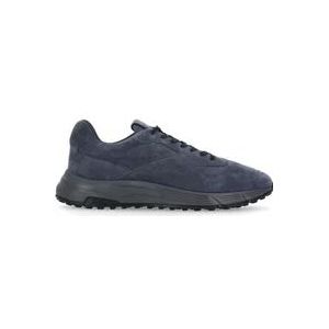 Hogan Blauwe Suède Sneakers Ronde Neus , Blue , Heren , Maat: 40 EU