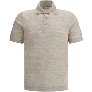 Brunello Cucinelli, Heren, Tops, Beige, Maat: 3XL Linnen,