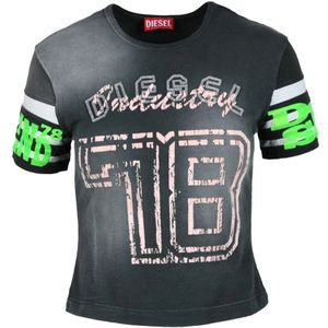 Diesel, Dames, Tops, Grijs, Maat: L Katoen,