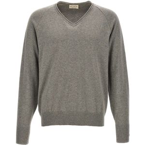 Ma'ry'ya, Heren, Truien, Grijs, Maat: S Katoen,