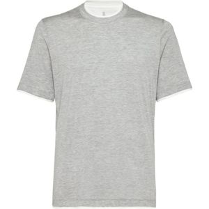 Brunello Cucinelli, Heren, Tops, Grijs, Maat: M Katoen,