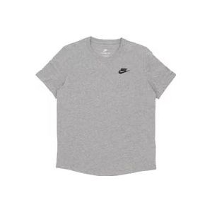 Nike Sportswear Club Tee - Grijs Heather/Zwart , Gray , Dames , Maat: L