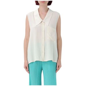 MeiMeiJ, Dames, Blouses & Shirts, Beige, Maat: S Zijde,