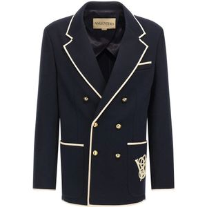 Valentino Garavani, Heren, Jassen, Blauw, Maat: M Wol,