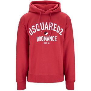 Dsquared2, Heren, Sweatshirts & Hoodies, Rood, Maat: L Katoen,