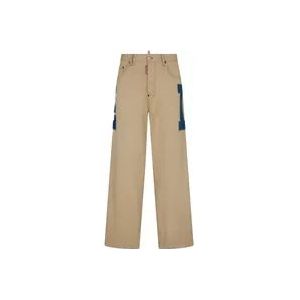 Dsquared2 Stretch Katoen Drill Vijf-Pocket Jeans , Beige , Heren , Maat: M