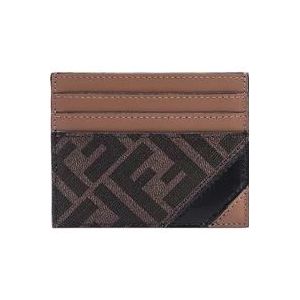 Fendi Kaarthouder van canvas en leer , Brown , Heren , Maat: ONE Size