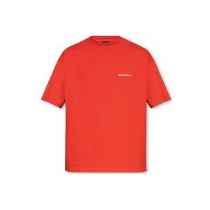 Balenciaga T-shirt met logo , Red , Heren , Maat: 2XS