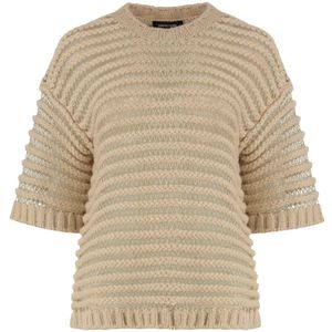 Fabiana Filippi - Gebreide Trui - Beige - Ronde Hals - Lurex Draden