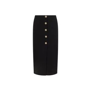 Pinko Zwarte kokerrok met logoknoppen , Black , Dames , Maat: M