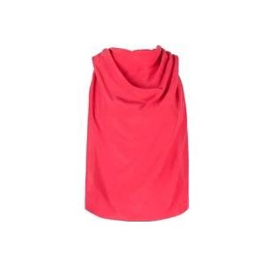 Lanvin Luxe Roze Zijden Mouwloze Top , Red , Dames , Maat: M