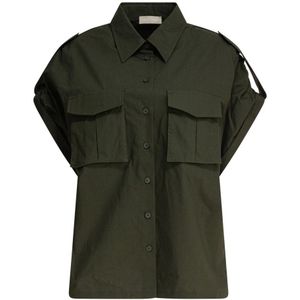 Elie Saab, Dames, Blouses & Shirts, Groen, Maat: XS Katoen,