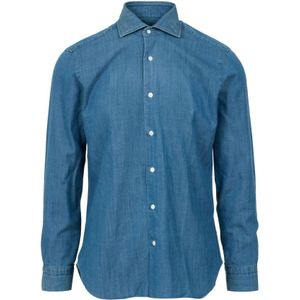 Barba, Heren, Overhemden, Blauw, Maat: XL Denim,