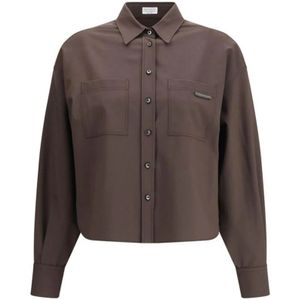 Brunello Cucinelli, Dames, Blouses & Shirts, Bruin, Maat: M Wol,