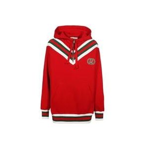 Gucci Rode Katoenen Sweatshirt met Capuchon , Red , Dames , Maat: S