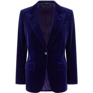 Tom Ford, Dames, Jassen, Blauw, Maat: XS Leer,