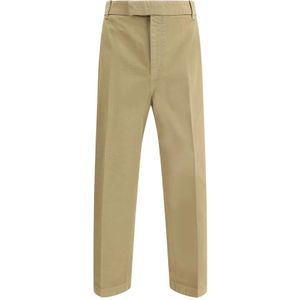 Thom Browne, Heren, Broeken, Beige, Maat: S Katoen,