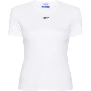 Off White, Dames, Tops, Wit, Maat: 2XS Katoen,