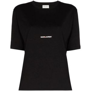 Saint Laurent, Dames, Tops, Zwart, Maat: XS Katoen,