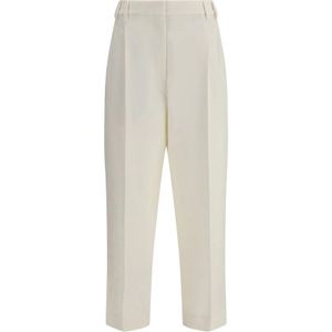 Brunello Cucinelli, Dames, Broeken, Wit, Maat: S Katoen,