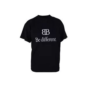 Balenciaga Zwarte BB Logo T-shirt , Black , Dames , Maat: XS