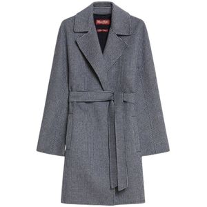 Max Mara Studio, Dames, Mantels, Blauw, Maat: S Wol,